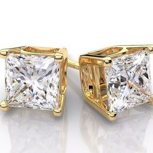 LAST ONE 4.0 Ct  Diamond 14K Yellow Gold Stud